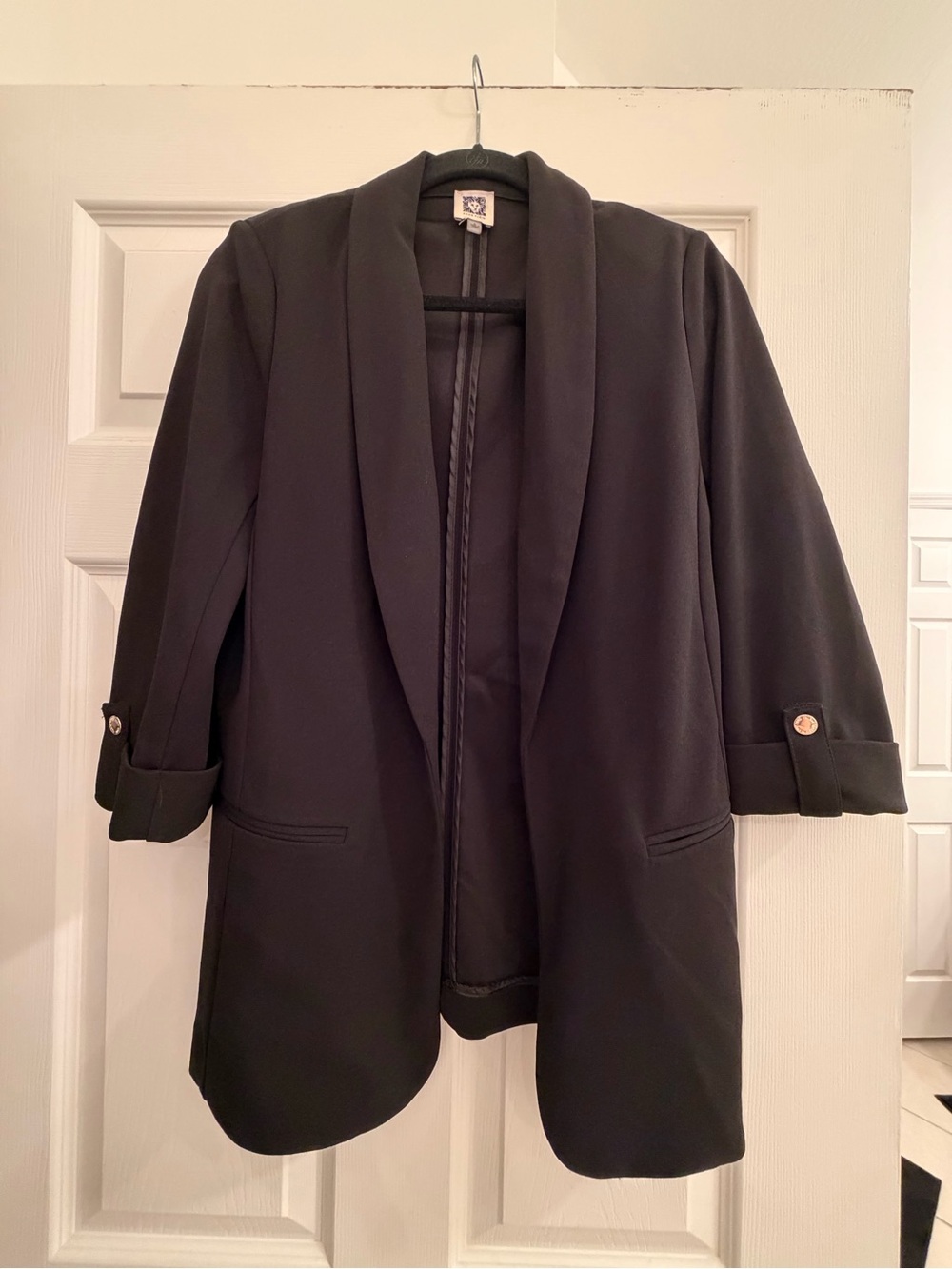 Anne Klein Black Open-Front Draped Blazer